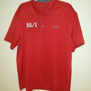 Under Armour Loose Heatgear Red Short Sleeve Polo Shirt Men's sz XL
